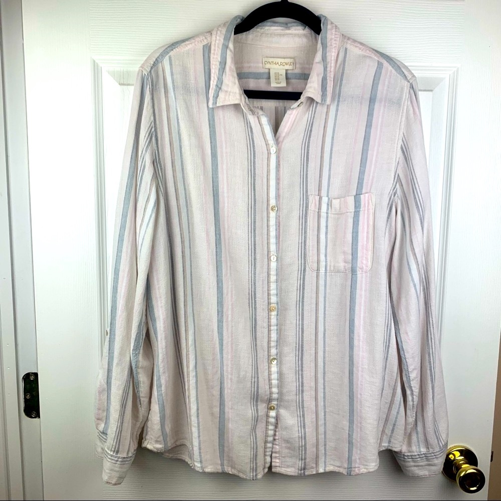 Cynthia Rowley Women’s pink and grey striped shirt